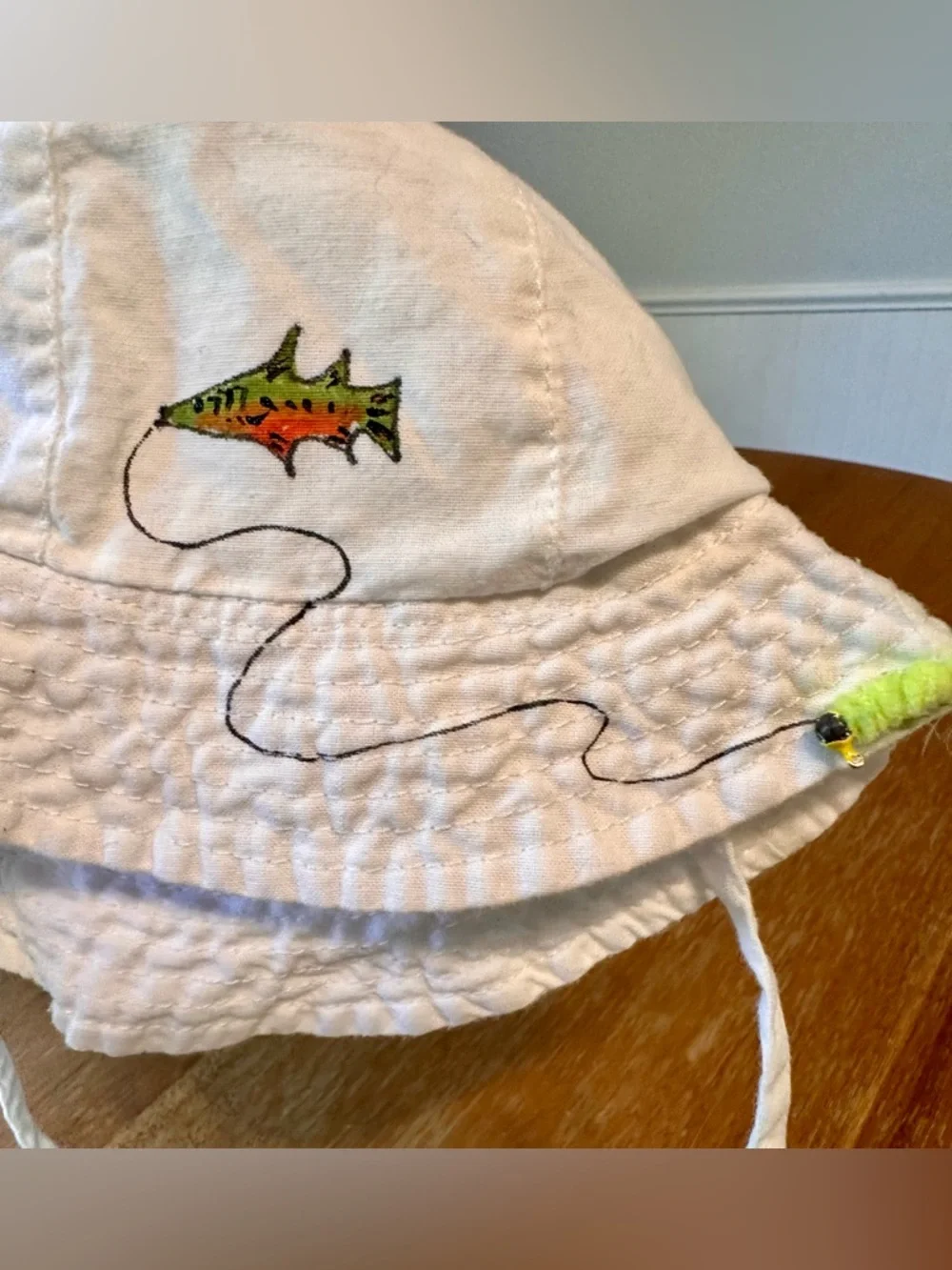 Infant Fishing Tie Sun Hat White